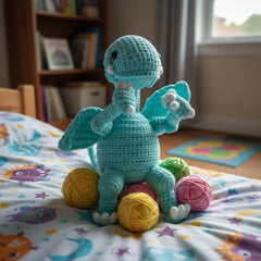 Amigurumi Dragon Blanco de Ojos Azules
