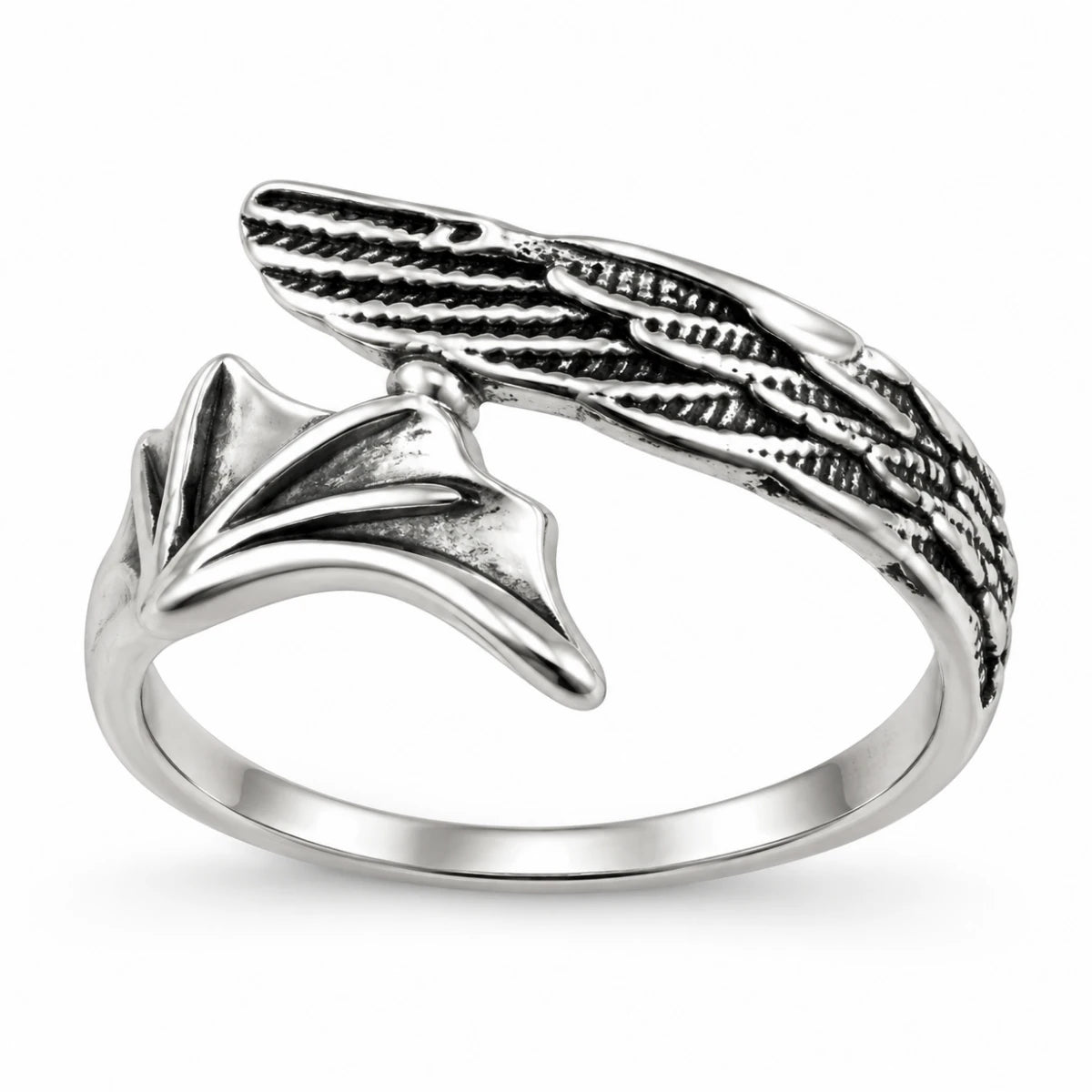 Anillo Alas de Ángel y Demonio Plateado