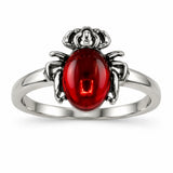 Anillo Araña con Piedra Roja
