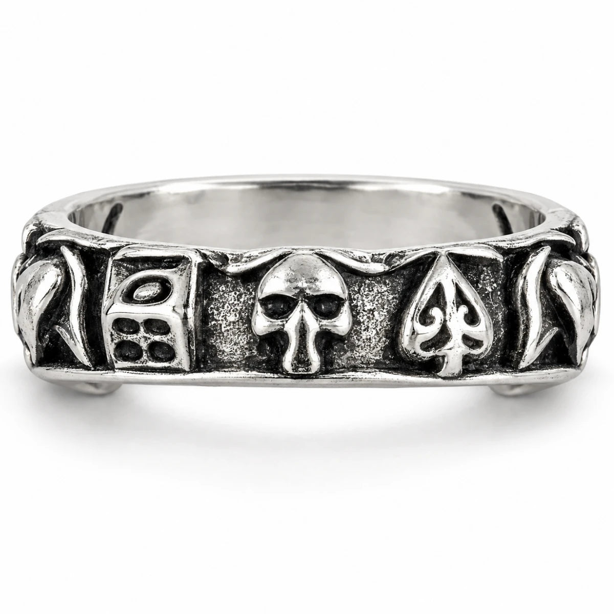 Anillo Calavera con Símbolos de Póker
