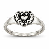 Anillo Corazón Ornamentado Plateado