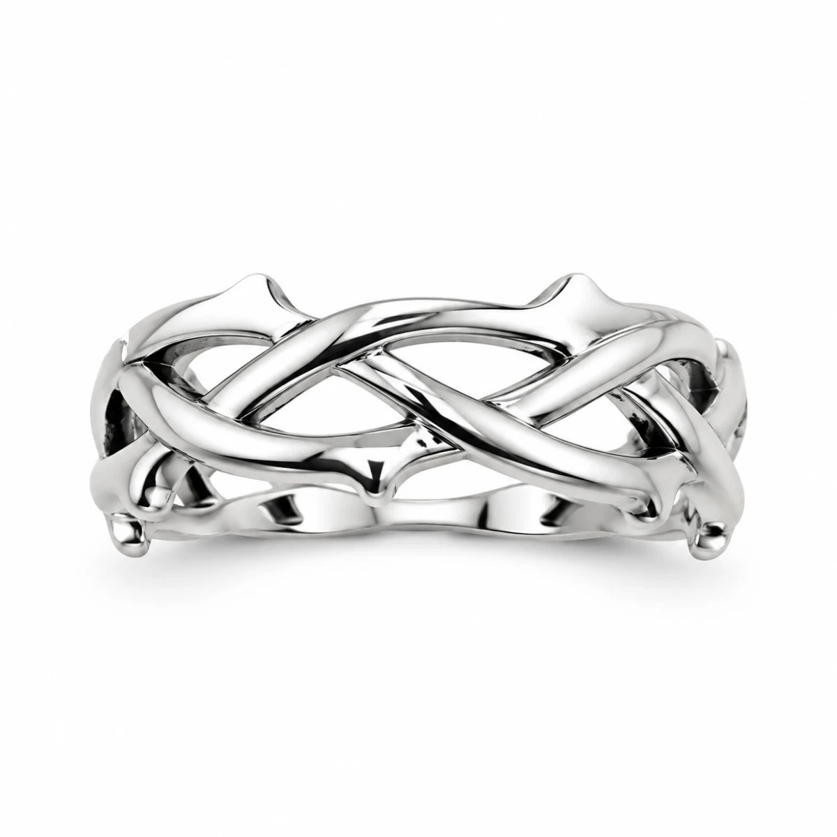 Anillo Espinas Entrelazadas Plateado