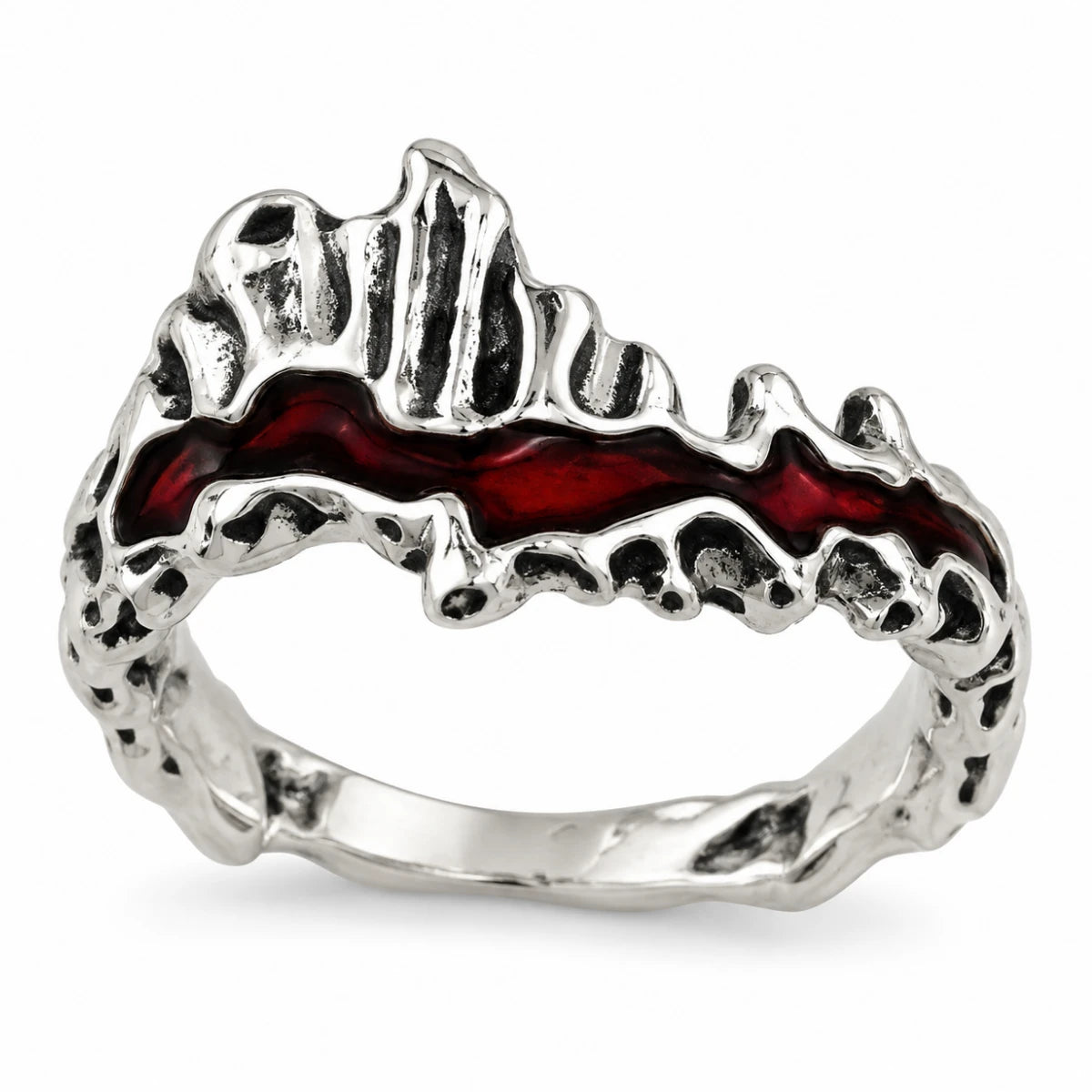 Anillo Gótico Sangre Derramada Plateado