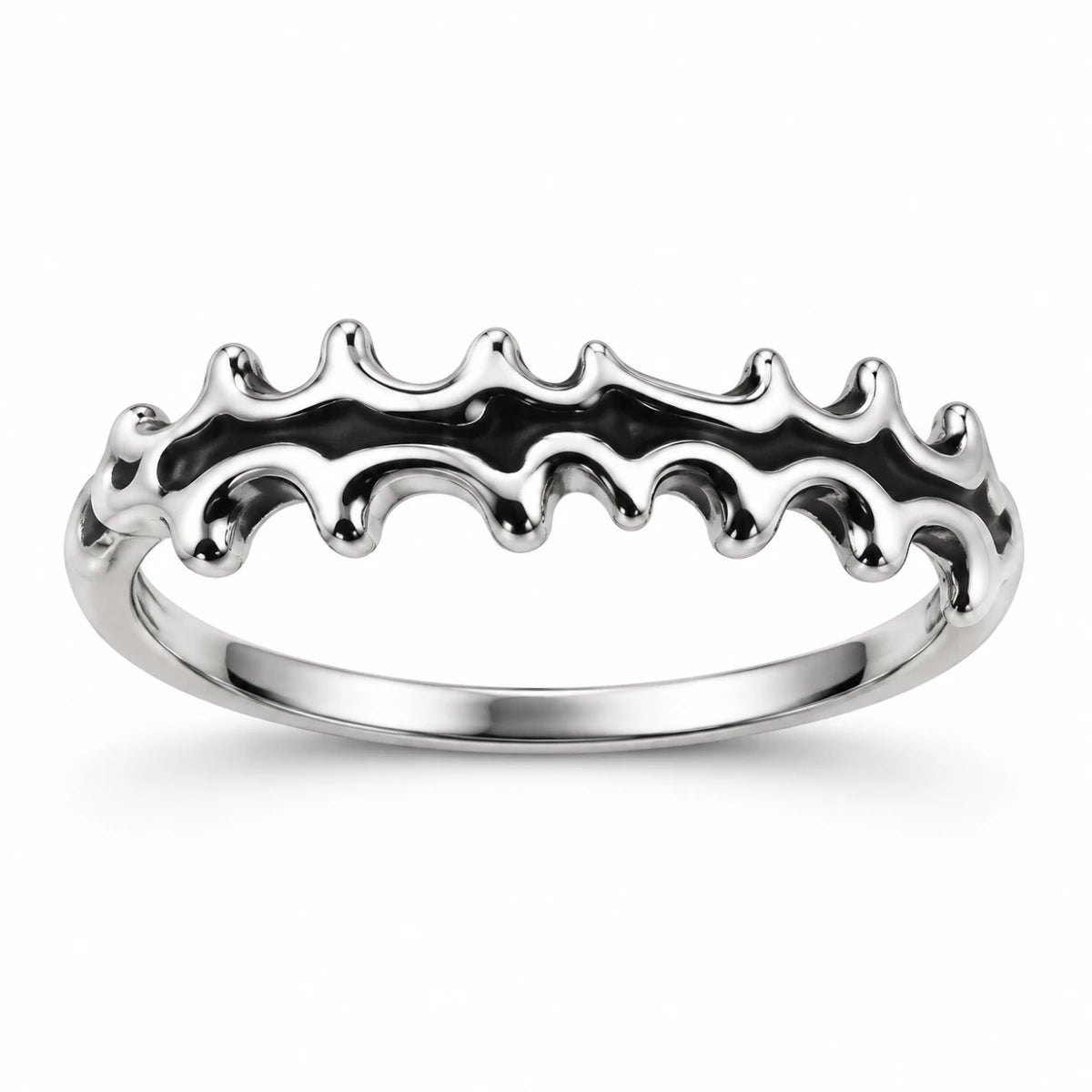 Anillo Ondas Góticas Plateado