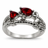 Anillo Piedras Rojas Plateado