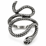Anillo Serpiente Enroscada Texturizada Plateado