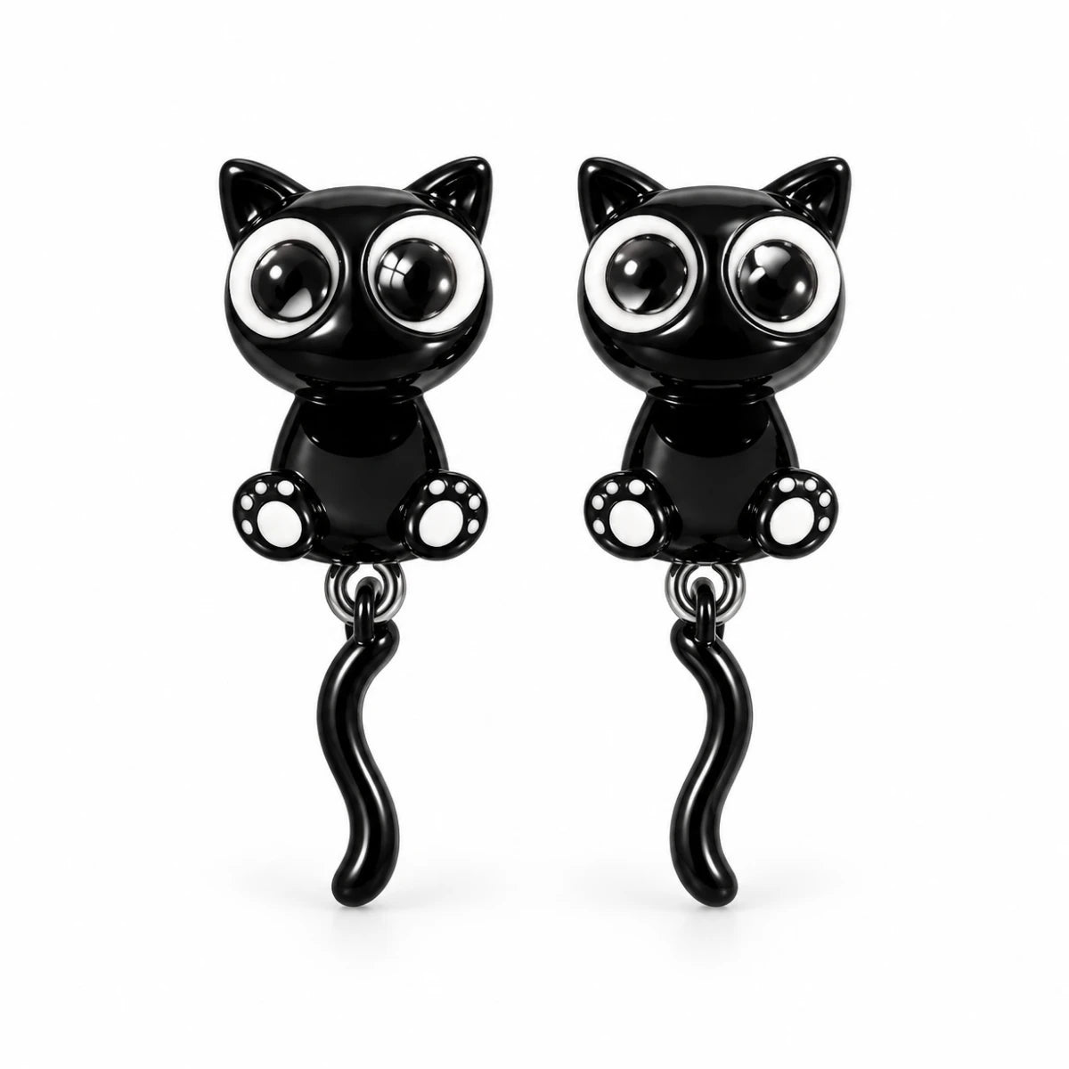 Aretes Gato Negro de Ojos Grandes
