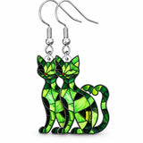 Aretes Gato Vitral Verde