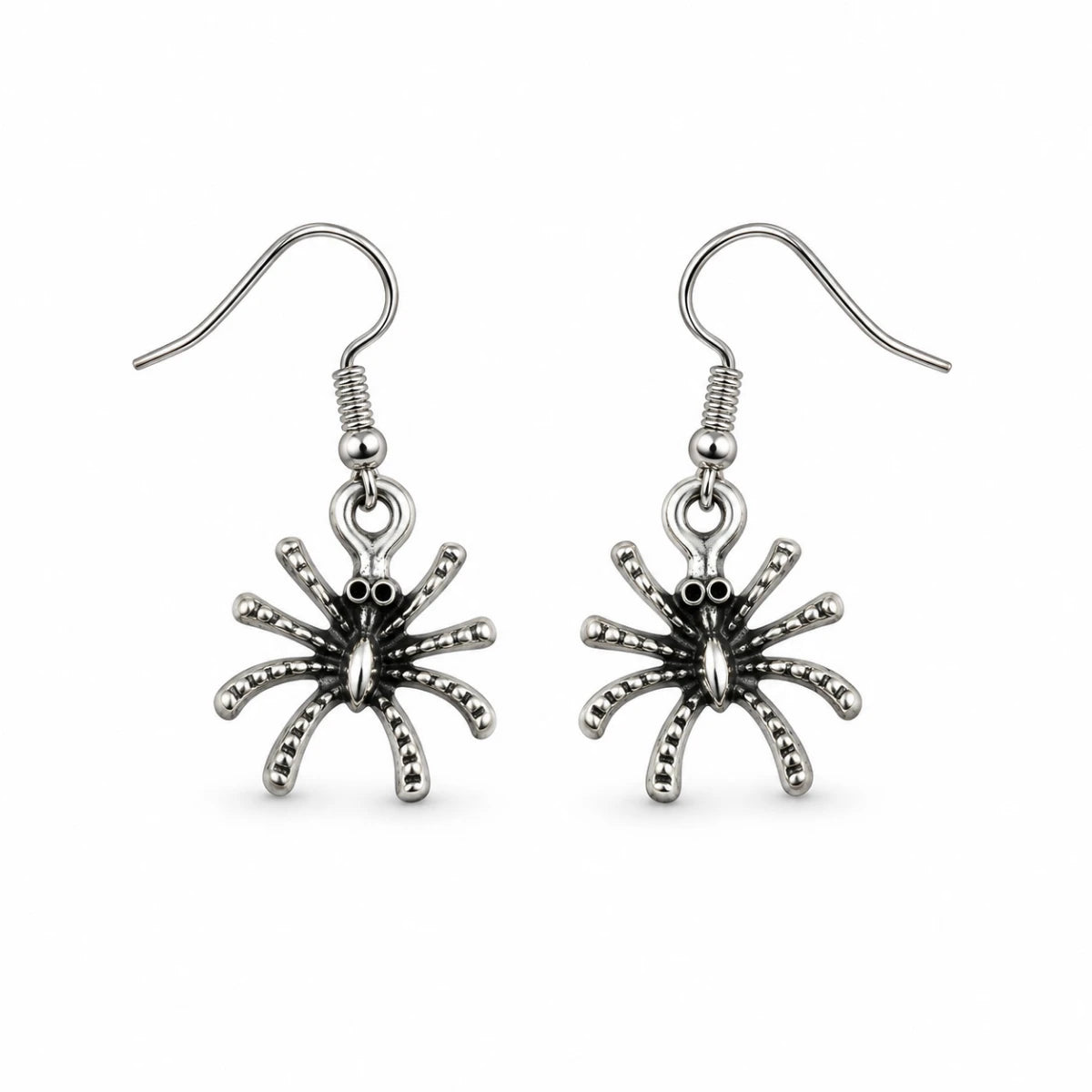 Aretes Metálicos Araña Plateada