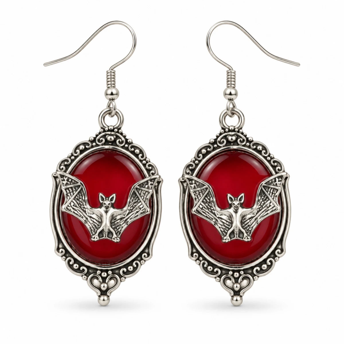 Aretes Murciélago Gótico Rojo