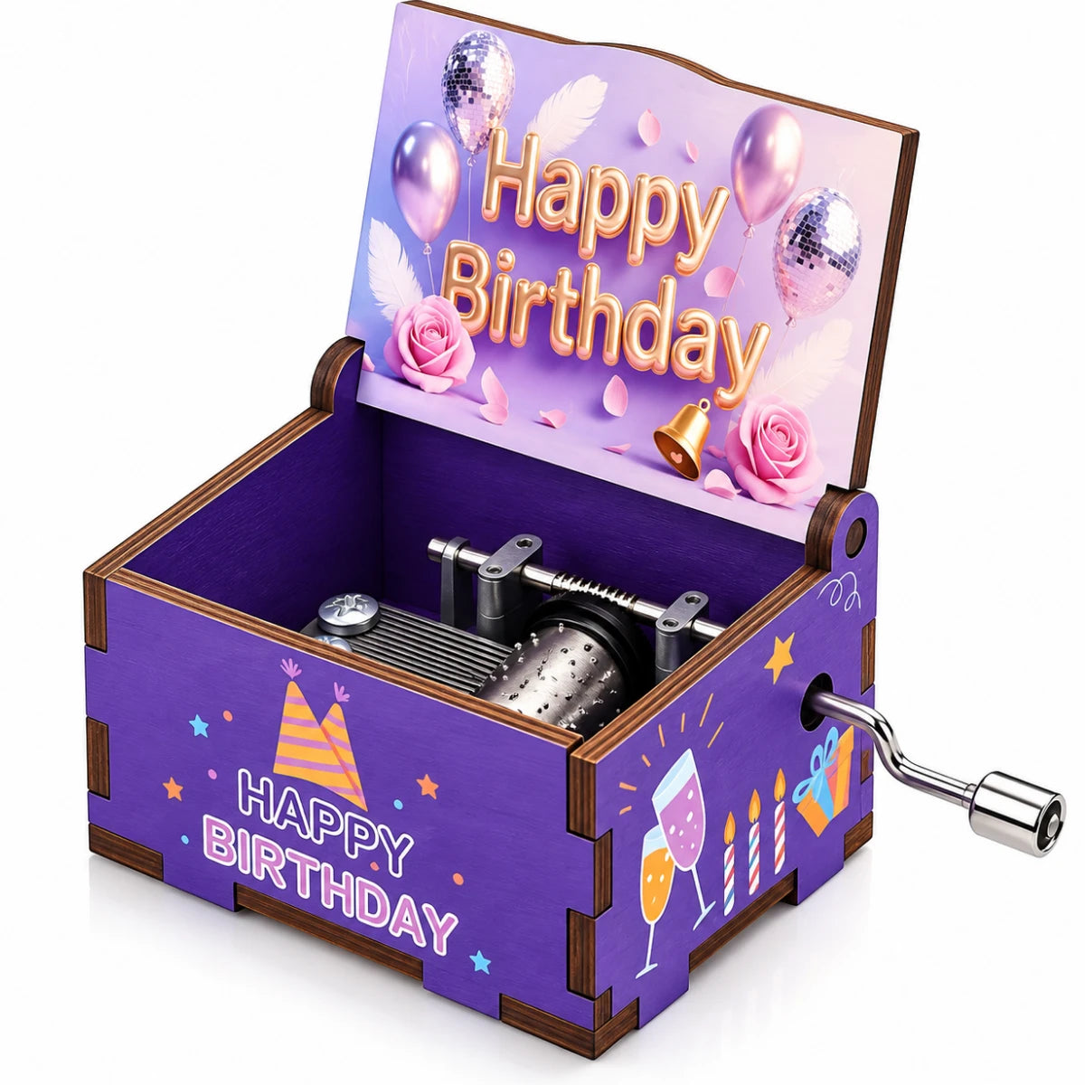 Caja Musical Happy Birthday Morada