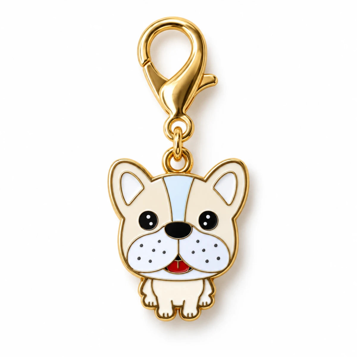Colgante Metálico Perrito Bulldog Francés Crema
