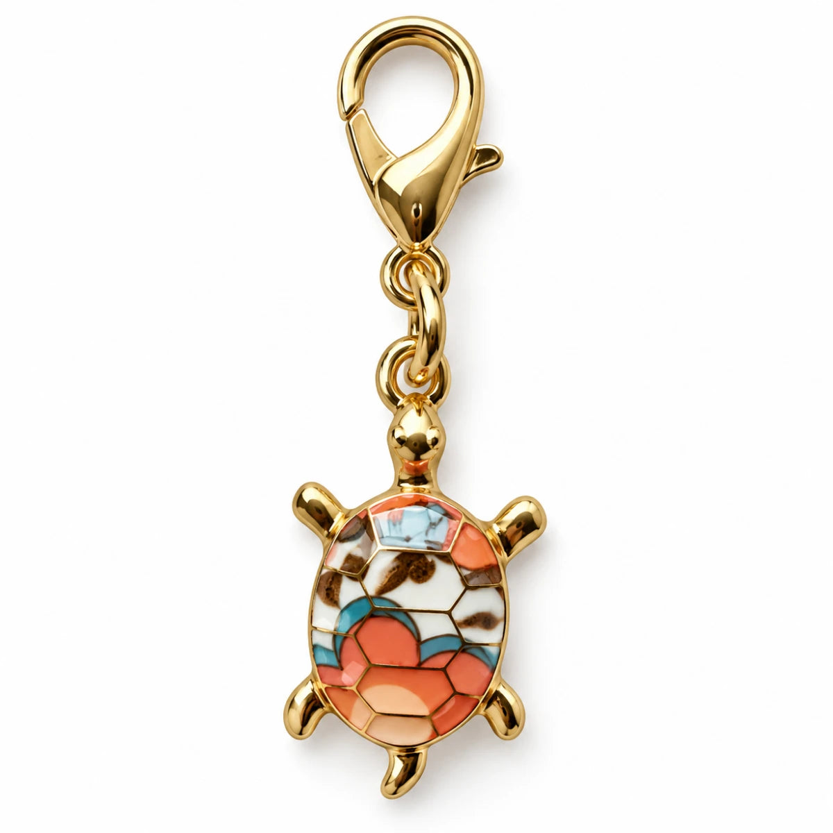 Colgante Metálico Tortuga Mosaico Coral y Azul