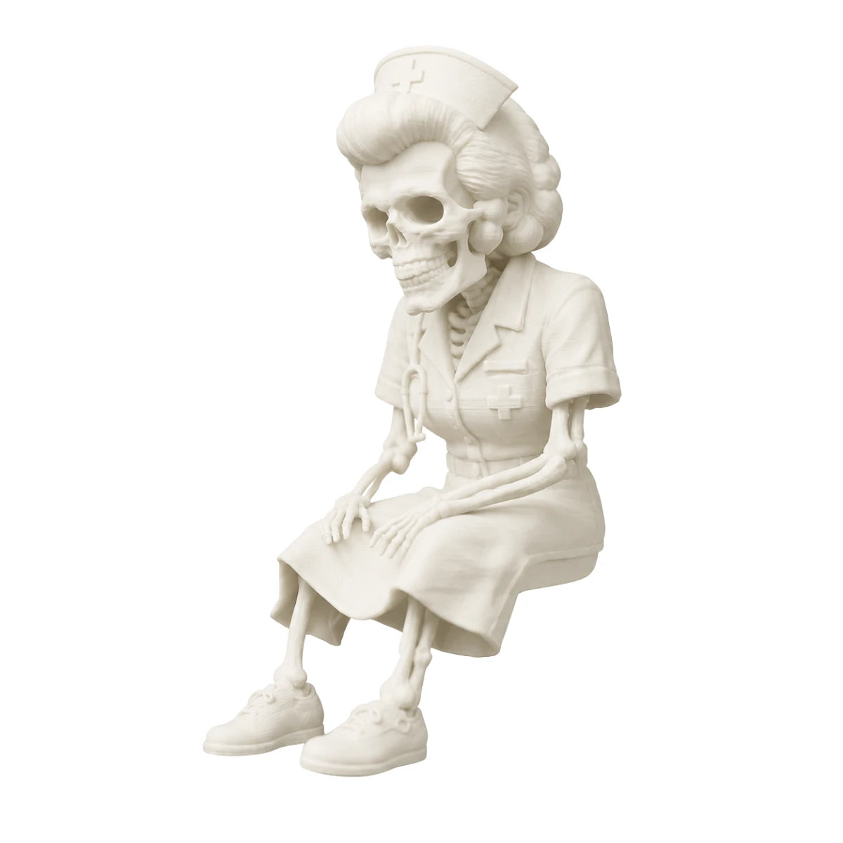 Figura 3D Enfermera Esqueleto Fósil Sentada 11.1 cm