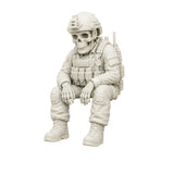 Figura 3D Soldado Táctico Esqueleto Fósil Sentado 10.6 cm