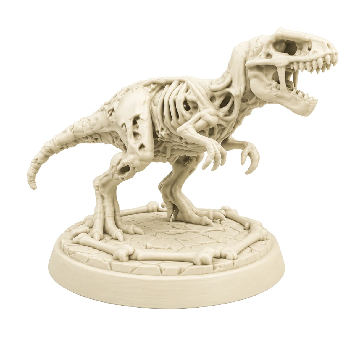 Figura 3D T-Rex Esqueleto Zombi con Base 12 cm