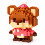 Figura Armable Mini Bloques Oso con Gorro Rosa