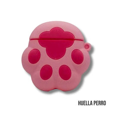 Funda Protectora AirPods 1 y 2 Huella Perro Rosada