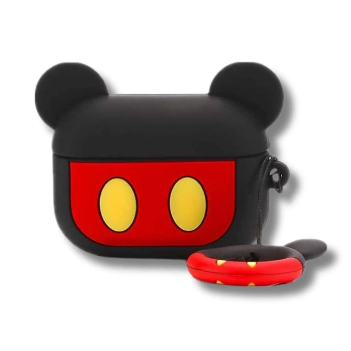 Funda Protectora AirPods Pro Mickey Mouse + Ruedita Color Negro y Rojo