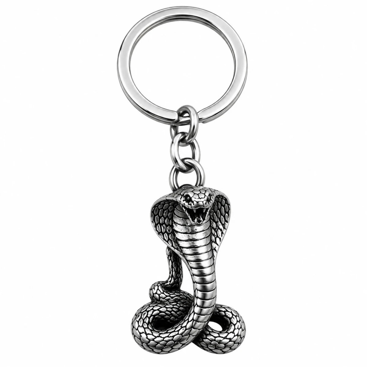 Llavero Metálico Cobra Plateada