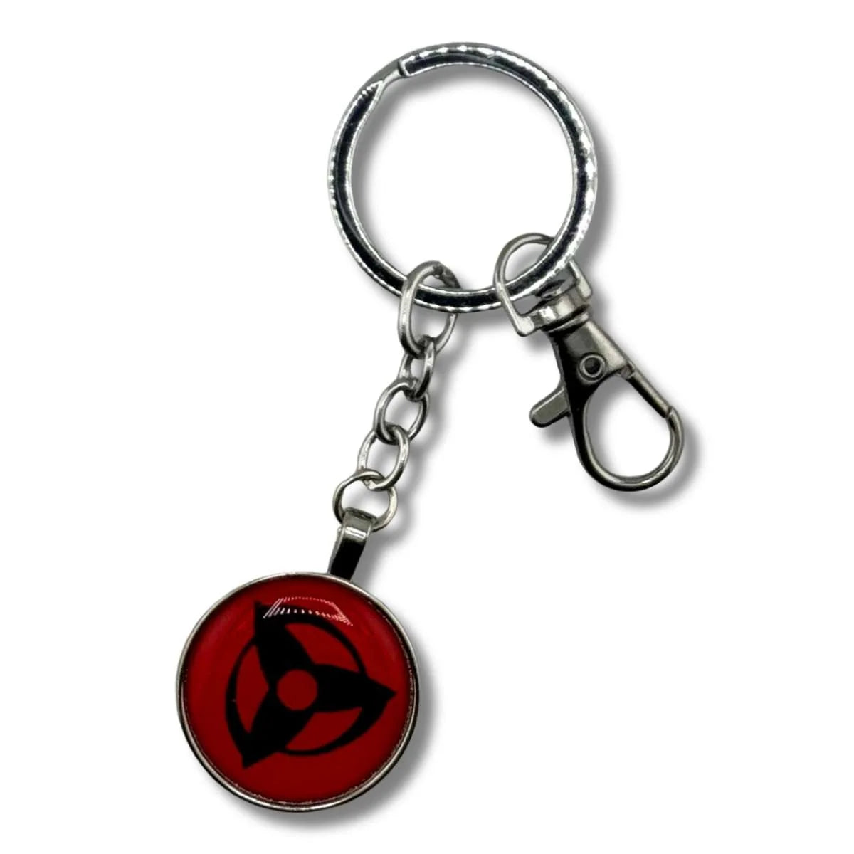 Llavero Metálico Mangekyo Sharingan Obito Fondo Rojo