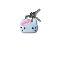 Mini candado blanco con diseño de Hello Kitty y moño rosa – estilo tierno