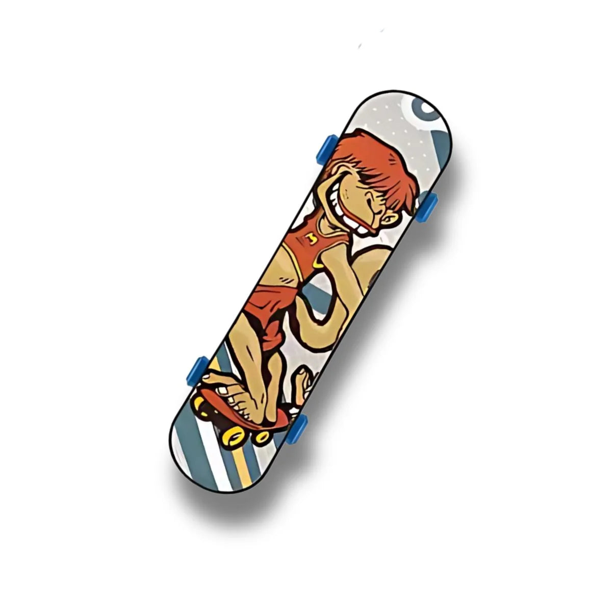 Mini patineta con diseño Mono Playero en tonos cálidos y rayas