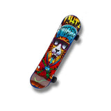 Mini patineta con diseño de tigre con gafas y fondo multicolor