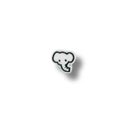 Cabeza de elefante blanco estilo minimalista bordada sobre fondo blanco.