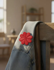 Parche Camiseta Flor Ocho Pétalos Rojo Coral