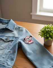 Parche Camiseta Perrito Rosa Saludando