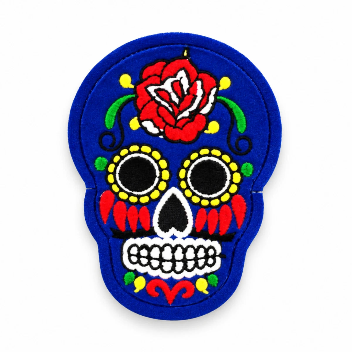 Parche Grande Camiseta Calavera Mexicana Azul y Roja