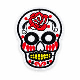 Parche Grande Camiseta Calavera Mexicana Blanca y Roja