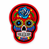 Parche Grande Camiseta Calavera Mexicana Roja y Azul