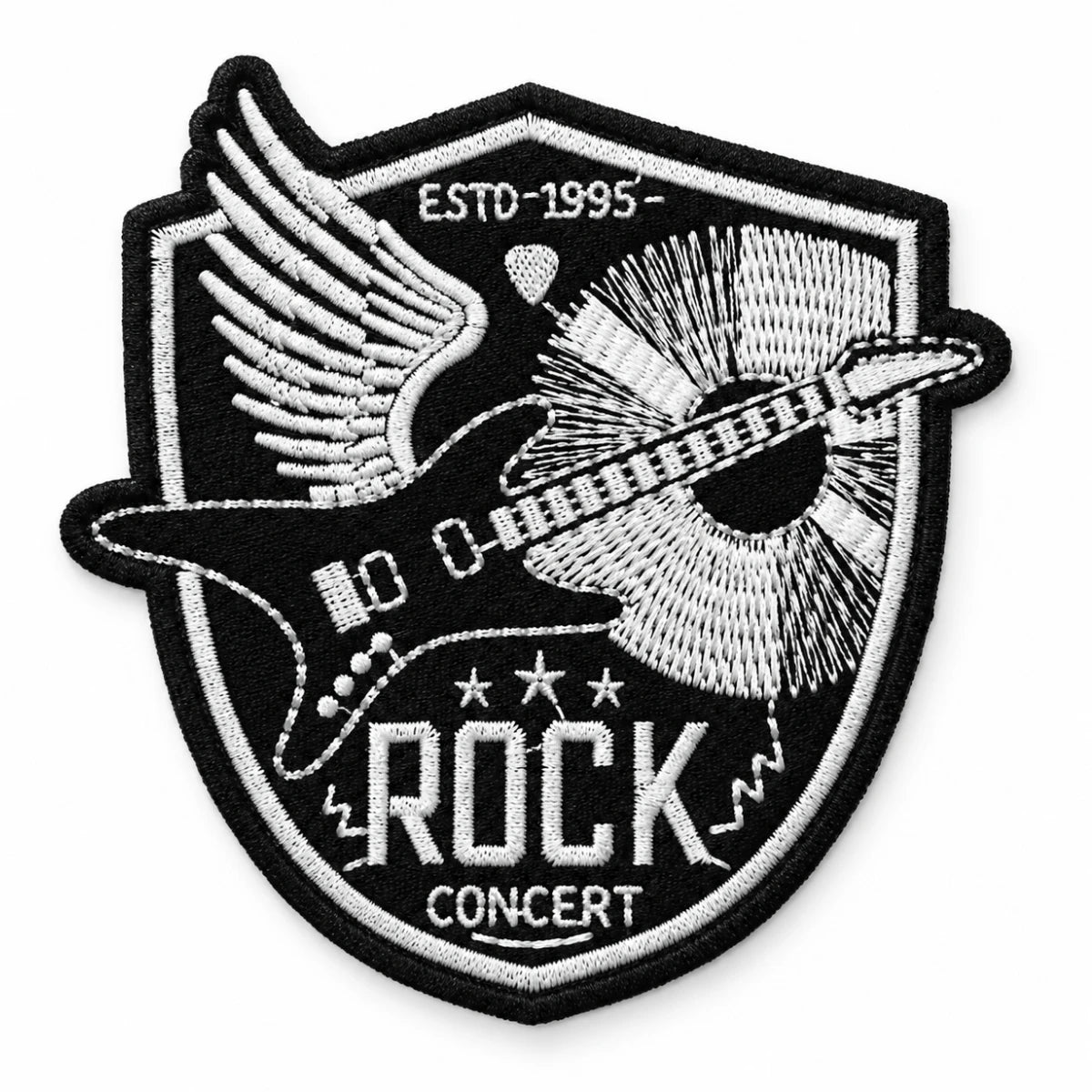 Parche Grande Camiseta Rock Concert Guitarra Alada