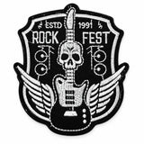Parche Grande Camiseta Rock Fest Guitarra Calavera Alada