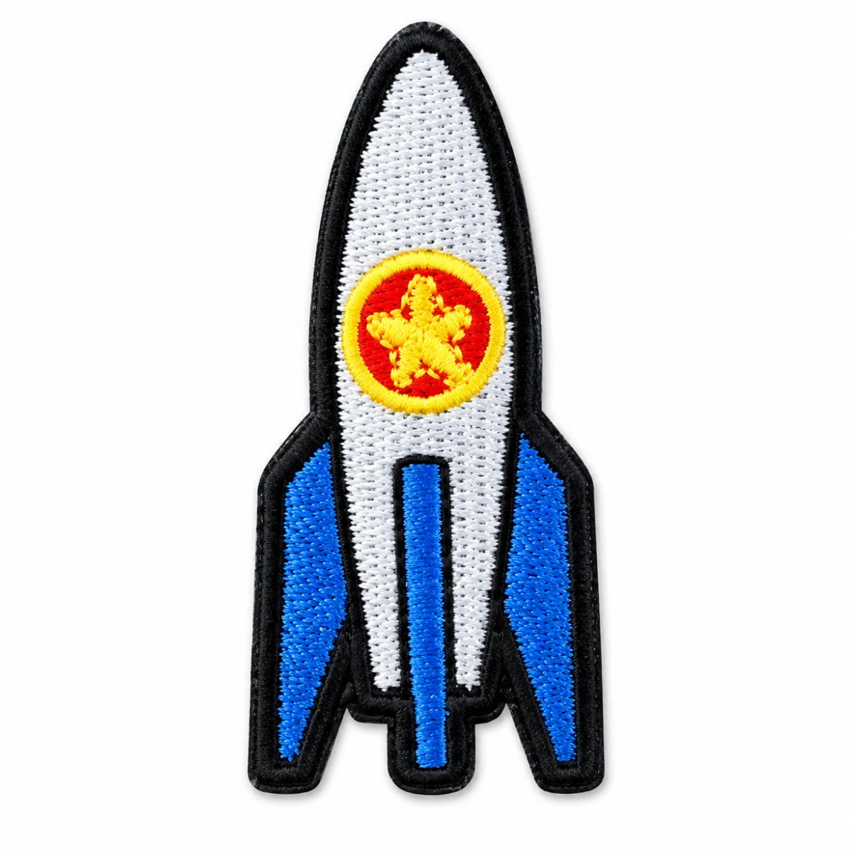 Parche Mediano Camiseta Cohete Espacial Blanco y Azul con Estrella