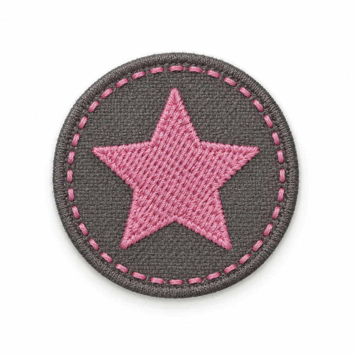 Parche Mediano Camiseta Estrella Rosa Fondo Gris