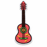 Parche Mediano Camiseta Guitarra Coral Detalles Verdes y Dorados