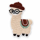 Parche Mediano Camiseta Llama Beige con Gafas y Boina Marrón