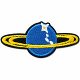Parche Mediano Camiseta Planeta Saturno Azul con Anillos Amarillos