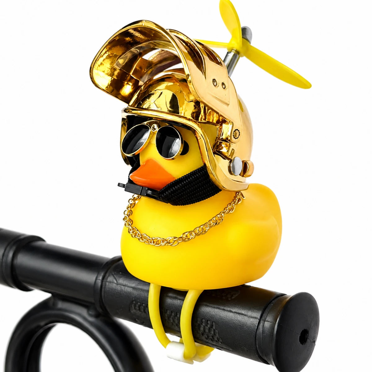 Pato Motero Casco Abatible Dorado