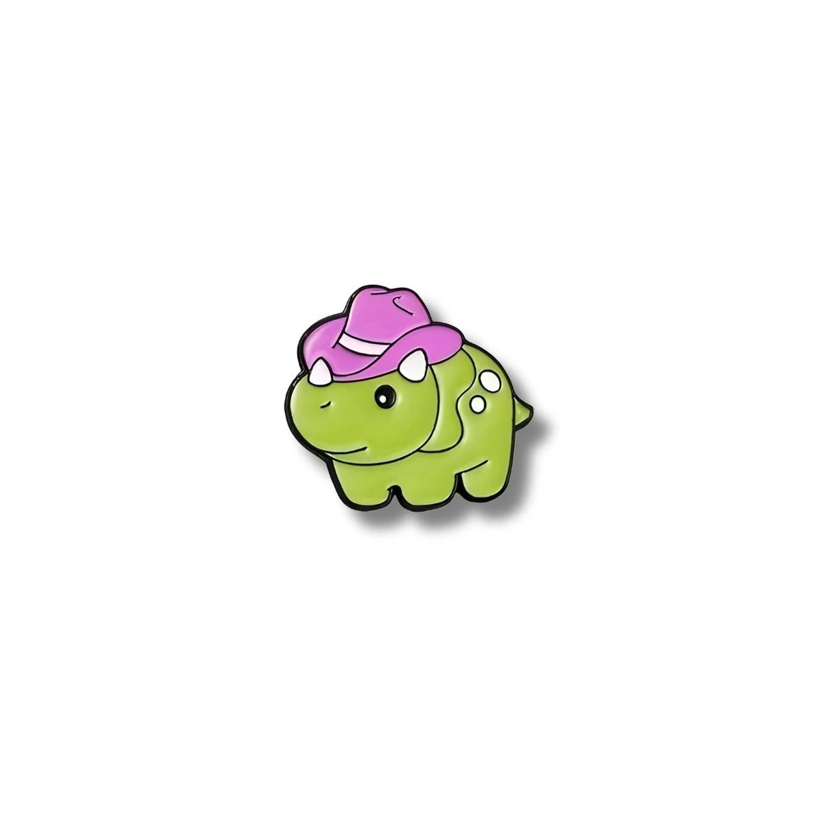 Pin Metálico Dinosaurio Triceratops Sombrero Rosa