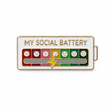 Pin Metálico My Social Battery Batería Blanca
