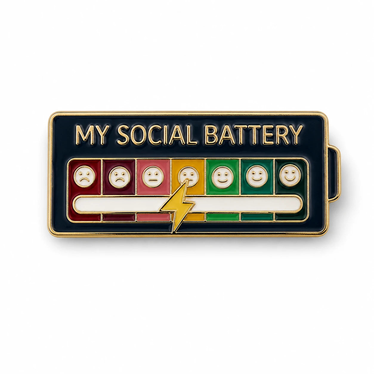 Pin Metálico My Social Battery Batería Negra