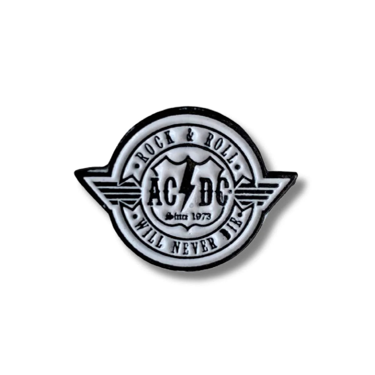 Pin Metálico AC/DC Blanco Circulo