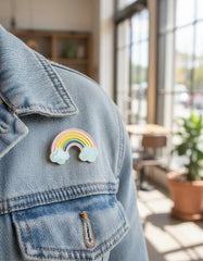 Pin Metálico Arcoíris con Nubes Pastel