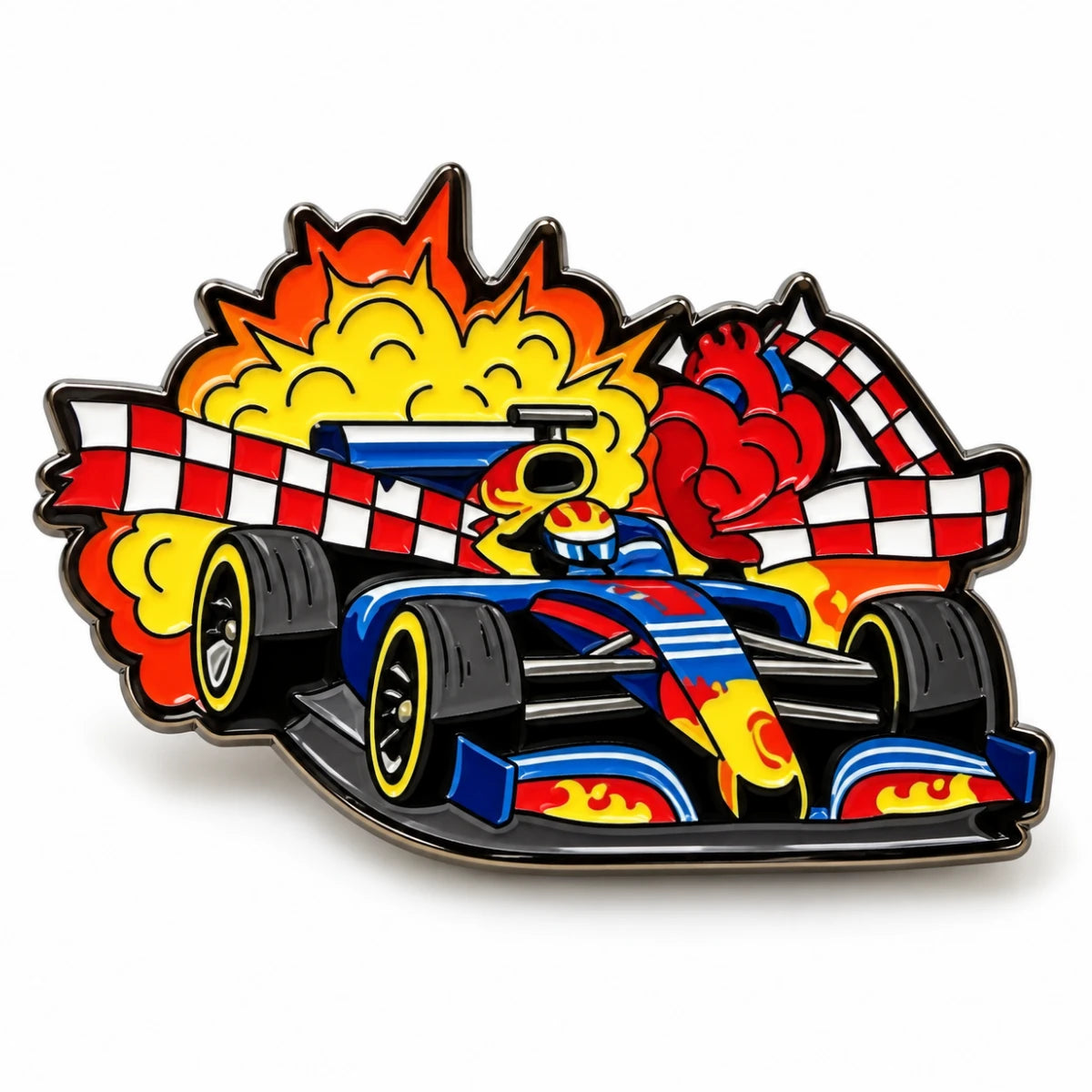 Pin Metálico Carro Fórmula 1 Azul Explosión de Carrera