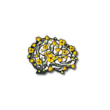 Pin Metálico Cerebro con Flores Amarillas