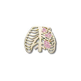 Pin Metálico Costillas Doradas con Flores Rosa